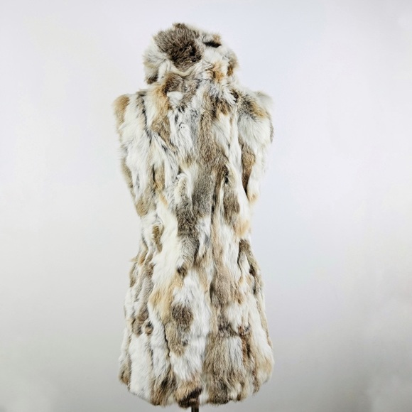 Arielle genuine rabbit fur high collar vest - Picture 6 of 14